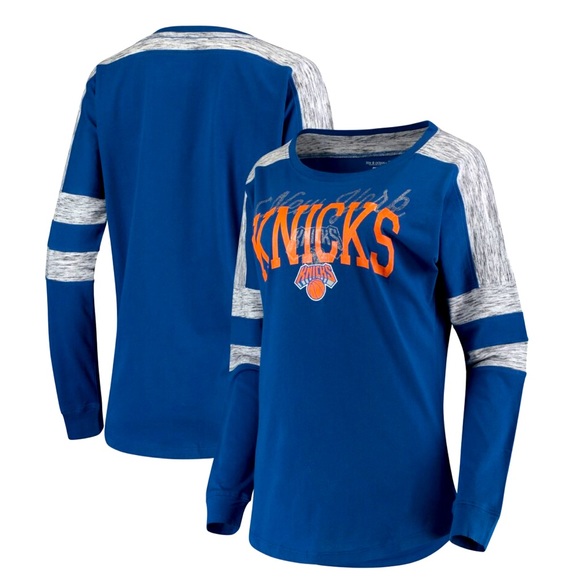 NY Knicks 5th & Ocean by New Era Blue Space dye Baby Jersey Long Sleeve sz XL - Picture 1 of 10